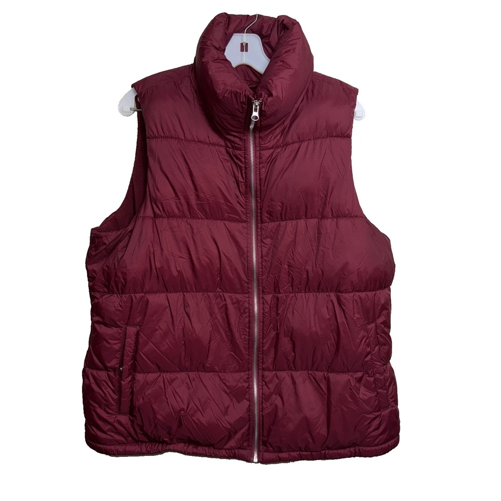 Old Navy Burgundy Puffer Vest Full Zip Size XL Women's Royal Velvet‎ Gorpcore